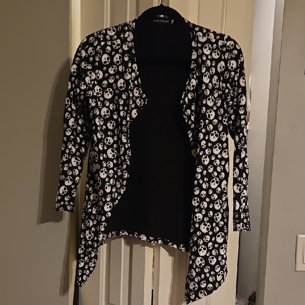 FANCYQUBE Skull Pattern Cardigan